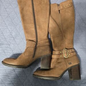 Born Tall Tan Leather Heeled Riding Boots
